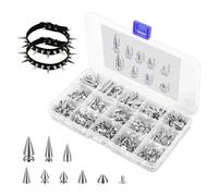 PEIZHIYC 400/403 piezas punk picos y remaches conjunto 8 tamaños aleación de zinc cuero ropa surtido remaches de árbol tachuelas remaches de tornillo remaches cónicos remaches para decoración