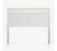 PEJECAR Cabecero Segura Fabricado en Madera Maciza de Pino para Camas de 105 - Acabado Lacado Blanco-Ratan Crudo (sin Pintar)