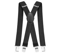 Pejoye Tirantes para hombre, 4 cm de ancho, pantalones de trabajo, resistentes, pantalones de moto, largos, espalda en X, 4 clips metálicos, ajustables y elásticos, talla única para hombre y mujer