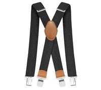 Pejoye Tirantes para hombre, 4 cm de ancho, pantalones de trabajo, resistentes, pantalones de moto, largos, espalda en X, 4 clips metálicos, ajustables y elásticos, talla única para hombre y mujer
