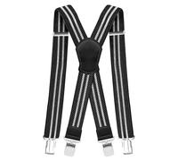 Pejoye Tirantes resistentes para hombre, 4 cm de ancho, 3,8 cm, con 4 clips de metal fuertes ajustables y elásticos para hombres y mujeres en forma de X, Negro Blanco-Negro, 27 * 11 * 3.5cm