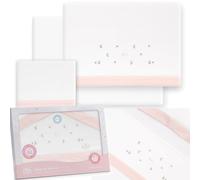 Pekebaby Juego de Sábanas para Minicuna 50x80 cm de Franela 100% Algodón | Sábanas de Invierno para Bebé, Cálidas y Suaves | Incluye Bajera Ajustable, Encimera y Funda de Almohada | Universo Rosa