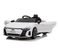 PEKECARS Coche eléctrico Audi RS E-Tron GT 12V para niños de 1-4 años.Coche de batería Infantil 12V con Mando a Distancia,Ruedas de Goma,Apertura de Puerta,bocina,Radio,Faros led 103x58x41 cm Blanco