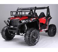 PEKECARS Coche ELECTRICO Buggy Super Monster 24V, 2 PLAZAS, Asiento de Piel, Ruedas DE Caucho, con Mando TELEDIRIGIDO, Rojo