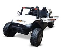 PEKECARS Coche Electrico para Niños Todoterreno Clash 24V MP4 Color Blanco. Con mando radiocontrol para padres. Todoterreno 4x4 para niños con 4 potentes motores. Bateria extraible. Aire acondicionado
