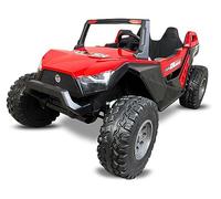 PEKECARS Coche Electrico para Niños Todoterreno Clash 24V MP4 Color Rojo con Mando radiocontrol para Padres. Todoterreno 4x4 para niños con 4 potentes Motores. Bateria Extraible