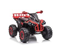 PEKECARS Quad eléctrico ATR 12V Infantil con Control Remoto 2.4G,Ruedas de Caucho,Asiento de Polipiel,conexión MP3,Doble Velocidad, Luces led.Vehículo eléctrico para niños +3 años, 98x63x 62cm, Rojo