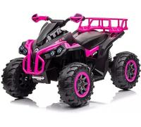 PEKECARS Quad eléctrico ATR 12V para niñas +3 con Control Parental 2.4G,Ruedas de Caucho,Asiento de Polipiel,conexión mp3,Doble Velocidad,Luces led.Vehículo eléctrico Infantil 98x63x62 cm Rosa