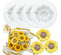 pekifaves 4PCS Molde de silicona con forma de girasol, molde de silicona para velas 3D con forma de flores, moldes de silicona de margarita, para la fabricación casera de velas y jabón