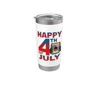 Pekingese Dog American Flag Glasses Happy 4th Of July Vaso térmico de acero inoxidable de doble pared