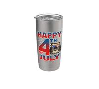 Pekingese Dog American Flag Glasses Happy 4th Of July Vaso térmico de acero inoxidable de doble pared