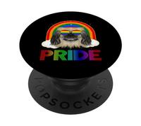 Pekingese Dog Glasses LGBT Rainbow Gay Lesbian LGBTQ Pride PopSockets PopGrip Adhesivo