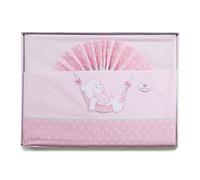 PEKITAS Bebe Juego De Sábanas Finas 3 Piezas para Cuna 60X120 cm 100% Algodón (Serie Osito Rosa)