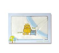 PEKITAS Bebe Juego De Sábanas Tipo Coralina 3 Piezas para Minicuna 50X80 CM 100% Algodón Hecho EN Portugal (Blanco Azul Jirafa)