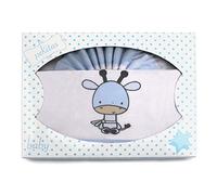 PEKITAS Bebe Juego De Sábanas Tipo Franela Conjunto 3 Pcs Cuna 60X120 CM 100% Algodón Hecho En Portugal (Jirafa Azul)