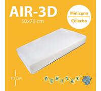 PEKITAS - Colchón Minicuna 50x70 cm Medidas Personalizables Funda AIR-3D Transpirable Antiahogo con Cremallera Lavable Grosor 10cm Interior Espuma Blanca Fabricado en España
