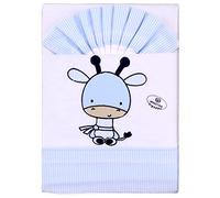 PEKITAS Juego De 3 Piezas De Sábanas para Minicuna 50X80 CM 100% Algodón Franela (Funda Almohada+Sabana+Bajera, Jirafa Azul)