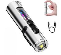 PEKJDS Mini recargable llevó linterna táctica magnética súper brillante,Linterna portátil llavero con clip para sombrero,Mini la herramienta micro diaria definitiva,Impermeable, 3 Brightnes (Silver)
