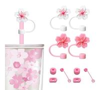 PEKLLOCY 10 piezas Stanley Cup Accessories,Including Silicone Protective Case, Leak Stopper Set, Straw Cover 10 mm Straw Covers, Silicone Deckel for Stanley Tumblers, Fits 30 & 40 oz (Rose)