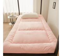 PeKmaR Colchón de Suelo Tatami Individual Futón Japonés Grueso Colchón para Dormir Portátil Colchón Plegable Enrollable para Niños Niñas Colchón de Dormitorio para Estudiantes Adultos,Rosado,90x190cm