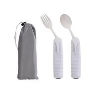 Pekokavo Juego de utensilios adaptativos, cubiertos de ayuda para la artritis ajustable en ángulo para Parkinson, temblores de manos, con mango antideslizante de fácil agarre (2 unidades (cuchara +