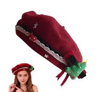 Pekoluta Boinas para Mujer - Gorro de Invierno con Lana Abrigada y Decoración - Detalle Decorativo Estilo Francés | para Señoritas y Niñas en Invierno - Navidad San Valentín Año Nuevo Regalos