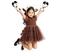 Pekoluta Disfraz Infantil | Set De Ropa Para Niña Con Diadema, Cola Y Guantes De - Vestido Tutú | para eventos escolares, mascaradas, carnavales, cosplay, de disfraces y conciertos