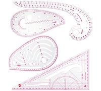 Pektiftn Juego de reglas de costura de 4 estilos, reglas de costura con patrón, reglas métricas en forma de curva para diseñadores y sastres, perfectas para dibujar, manualidades, proyectos de costura y bricolaje, herramientas de costura para dibujo flexible