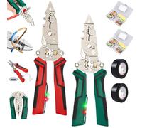 Pelacables 16 en 1 Twister con LED y probador de voltaje audible, crimpadora y cortador para electricistas, proyectos de bricolaje, herramienta esencial para cortar y tirar de cables (verde)