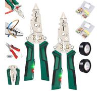 Pelacables 16 en 1 y Twister con probador de voltaje LED, crimpadora, cortador y herramienta de giro para electricistas y proyectos de bricolaje, herramienta eficiente de corte y tracción de cables