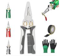 Pelacables eléctrico 8 en 1, pelacables de acero inoxidable 8 en 1 con probador de voltaje, herramienta multifuncional para cortar cables, tirar, raspar y presionar (gris)