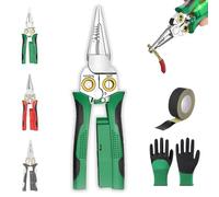 Pelacables eléctrico 8 en 1, pelacables de acero inoxidable 8 en 1 con probador de voltaje, herramienta multifuncional para cortar cables, tirar, raspar y presionar (verde)