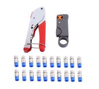 Pelacables y alicates de crimpado coaxiales para RG6 y RG59, kit de herramientas para conectores F de compresión con 20 cabezales F, para sistemas de cine en casa, CATV, satélite y