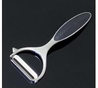 Pelador de aleación de zinc: hoja doble plana/dentada, diseño de ojo de brote, pulido de espejo, mango cómodo, tres colores opcionales (acero/verde/negro)