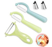Pelador de patatas para niños, pelador universal, pelador con cuchillas giratorias, pelador multifunción en forma de Y, pelador de verduras para verduras, frutas, zanahorias, 3 unidades