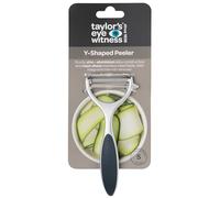 Pelador de verduras en forma de Y de alta calidad: Taylors Eye Witness, gran accesorio de cocina, con construcción resistente de aluminio de zinc con color plateado y grafito, se desliza fácilmente
