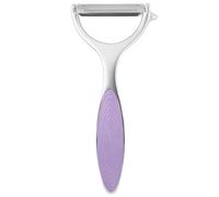 Pelador de verduras en forma de Y de alta calidad: Taylors Eye Witness, gran accesorio de cocina, con construcción resistente de aluminio de zinc con color plateado y lavanda, se desliza fácilmente