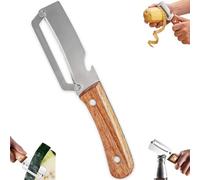 Pelador de Verduras Multifuncional con Mango de Madera y Abrebotellas, Utensilio de Cocina con Cuchilla de Acero Inoxidable, Zanahorias y Barbacoa de Camping(1pc)