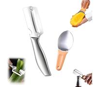 Pelador de verduras multifuncional for cocina, cuchillas ultra afiladas, mangos ergonómicos antideslizantes con abrebotellas, utensilio de cocina for pelar frutas y verduras fácilmente.(Silver)