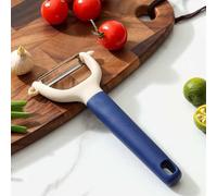 Pelador de verduras multifuncional para cocina, pelador de patatas dentado de acero inoxidable para verduras, zanahorias, manzanas, pelador de frutas de hoja giratoria ultra afilada con mango natural