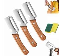 Pelador de verduras multifuncional para cocina, pelador de verduras en juliana con mango de madera y abrebotellas, cuchilla afilada para zanahorias, utensilio de cocina de fácil agarre (A-3pcs)