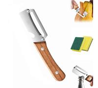 Pelador de verduras multifuncional para cocina, pelador de verduras en juliana con mango de madera y abrebotellas, cuchilla afilada para zanahorias, utensilio de cocina de fácil agarre (A)