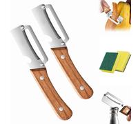 Pelador de verduras multifuncional para cocina, pelador de verduras en juliana con mango de madera y abrebotellas, cuchilla afilada para zanahorias, utensilio de cocina de fácil agarre (A-2pcs)