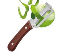 Pelador de verduras para la cocina, multifuncional de acero inoxidable con mango de madera, cortador de pepinos y abrebotellas, para cebolletas, berenjenas, pepinos, peras, camping, cocina
