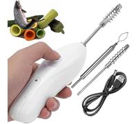 Pelador Eléctrico de Calabacines Y Manzanas, Descorazonador de Frutas Y Verduras de Acero Inoxidable Con 2 Cabezales de Corte, Raspador de Escala de Máquina de Raspado Eléctrico de 30 W