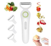 Pelador eléctrico de hoja 3 en 1, pelador de frutas y verduras de mano, práctico patata eléctrica de doble chip adecuado para cocinas, adecuado para patatas, zanahorias, frutas