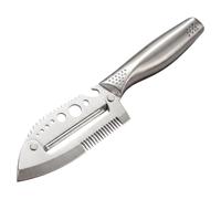 Pelador en juliana, pelador en juliana 7 en 1 para verduras con escamador de pescado, acero inoxidable apto para uso alimentario, plateado, 0, 08 pulgadas de grosor