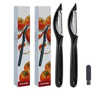 Pelador profesional de 17,5 cm, pelador de verduras, pelado de tomate, de acero, corte dentado, ultra afilado para manzana, zanahoria y fruta (negro)