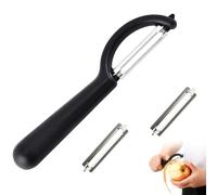 Pelador Universal,P-Pelador para Tupper con 2 Cuchillas de Repuesto,pelador de Tomates,Peladors Verduras Acero Inoxidable,Pelapatatas,Pela Peeler de Frutas y Verduras Para Cocina Multifuncional(Negro)
