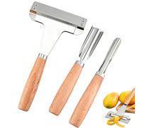 Pelador Verduras Multifuncional | 3 Piezas Utensilios Multifuncionales con Mango Madera Antideslizante | Pelador De Frutas Y Verduras | Para Mangos, Tomates, Queso, Piña, Melones y de Acción de Gracia